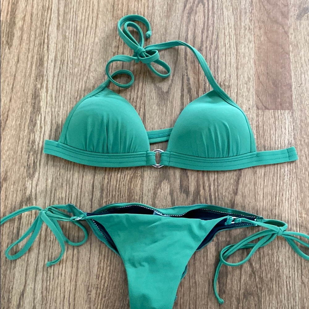 VENUS Green Triangle Bikini Set with Adjustable Ties